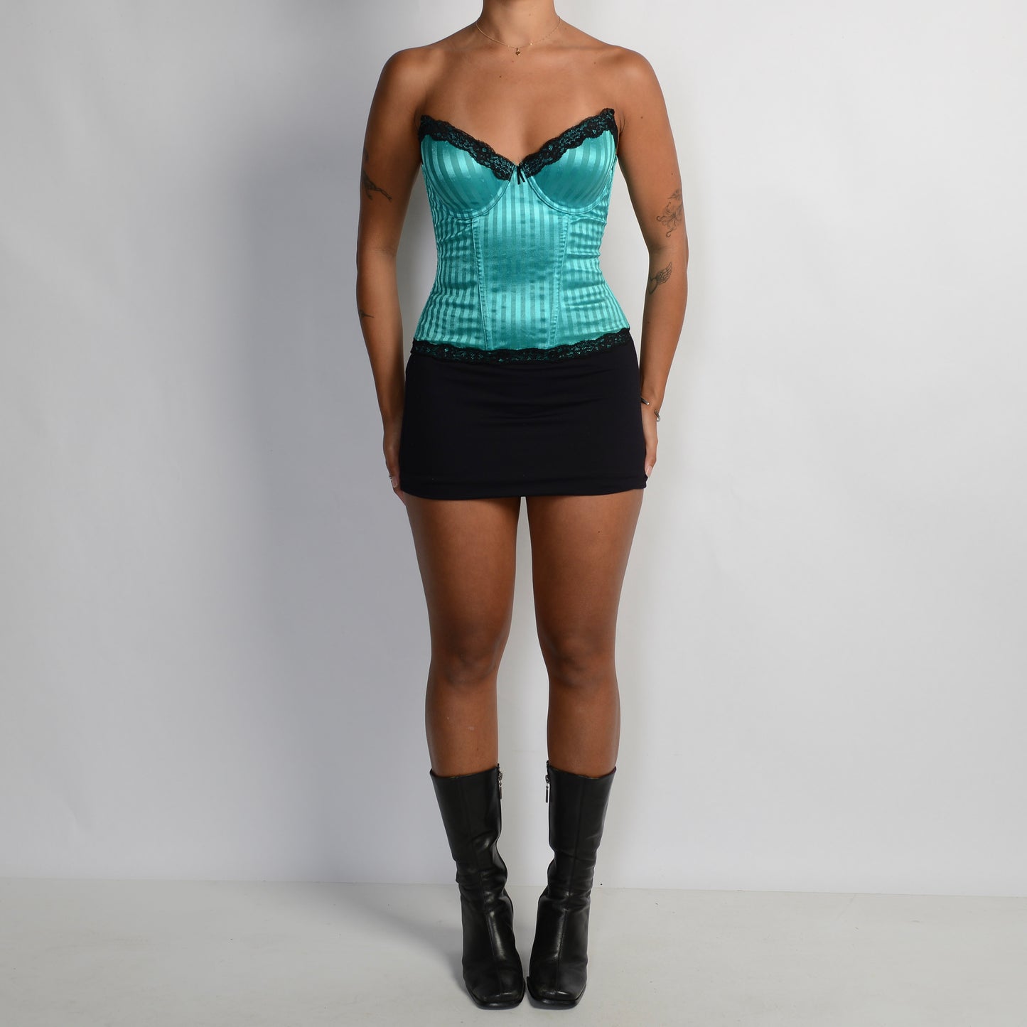 TEAL SATIN BUSTIER