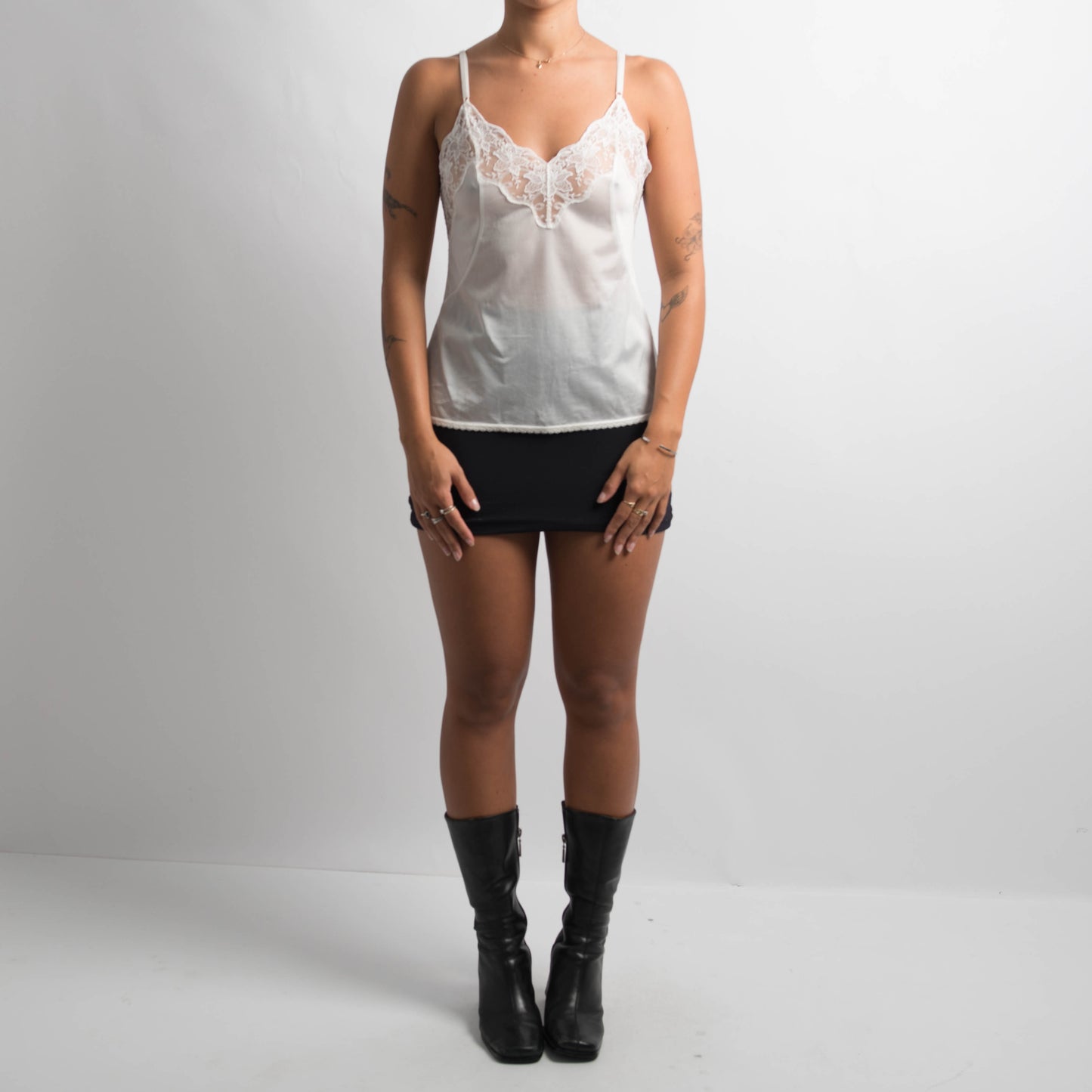WHITE LACE TRIM CAMISOLE