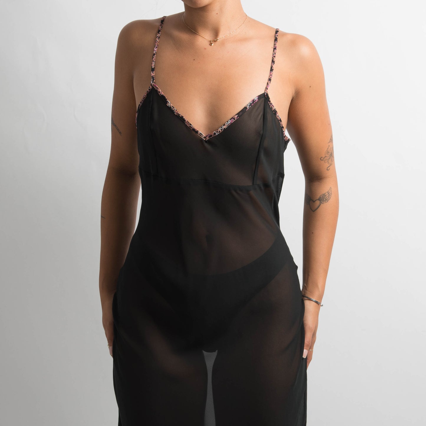 BLACK SHEER SLIP DRESS