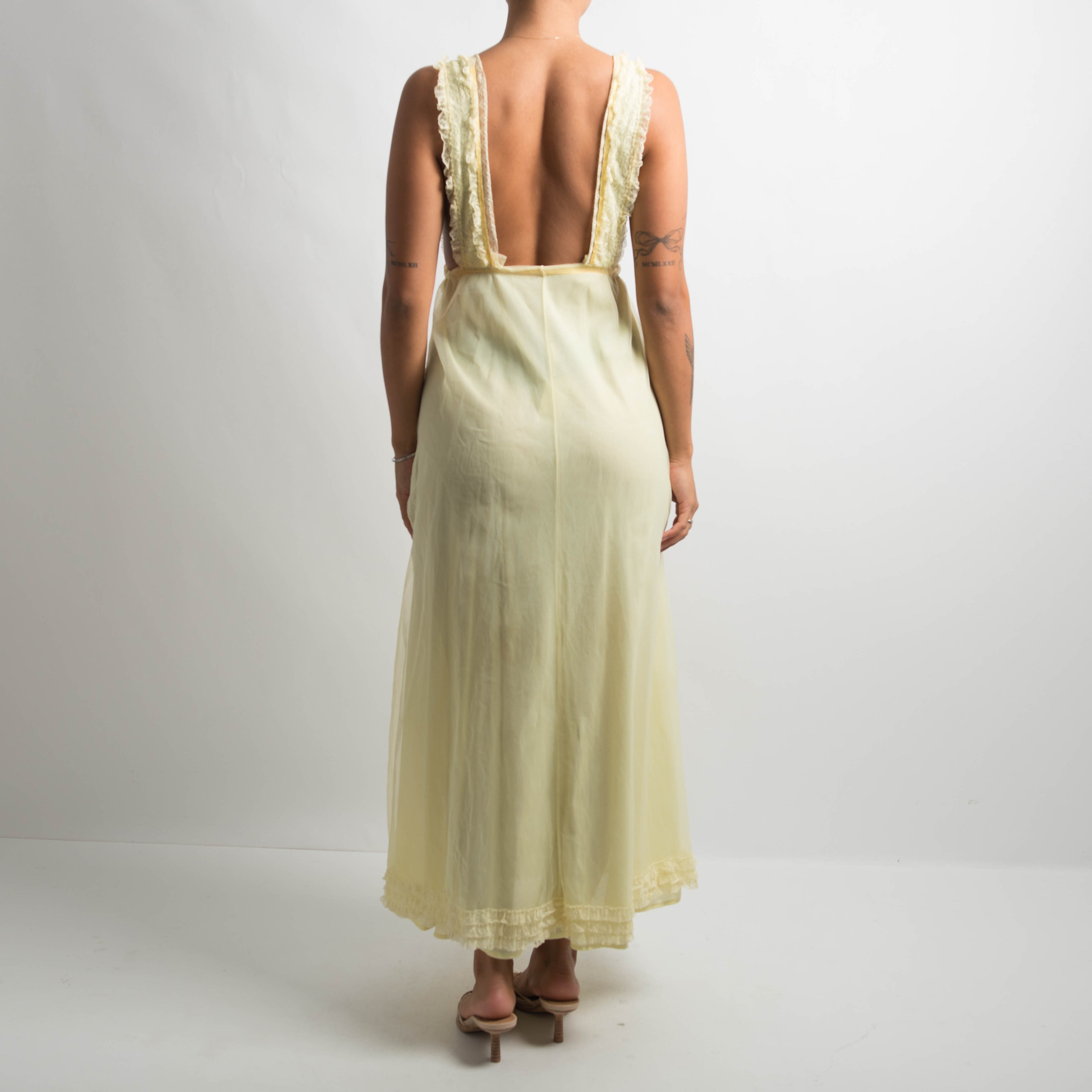 YELLOW LACE DRESS + ROBE SET