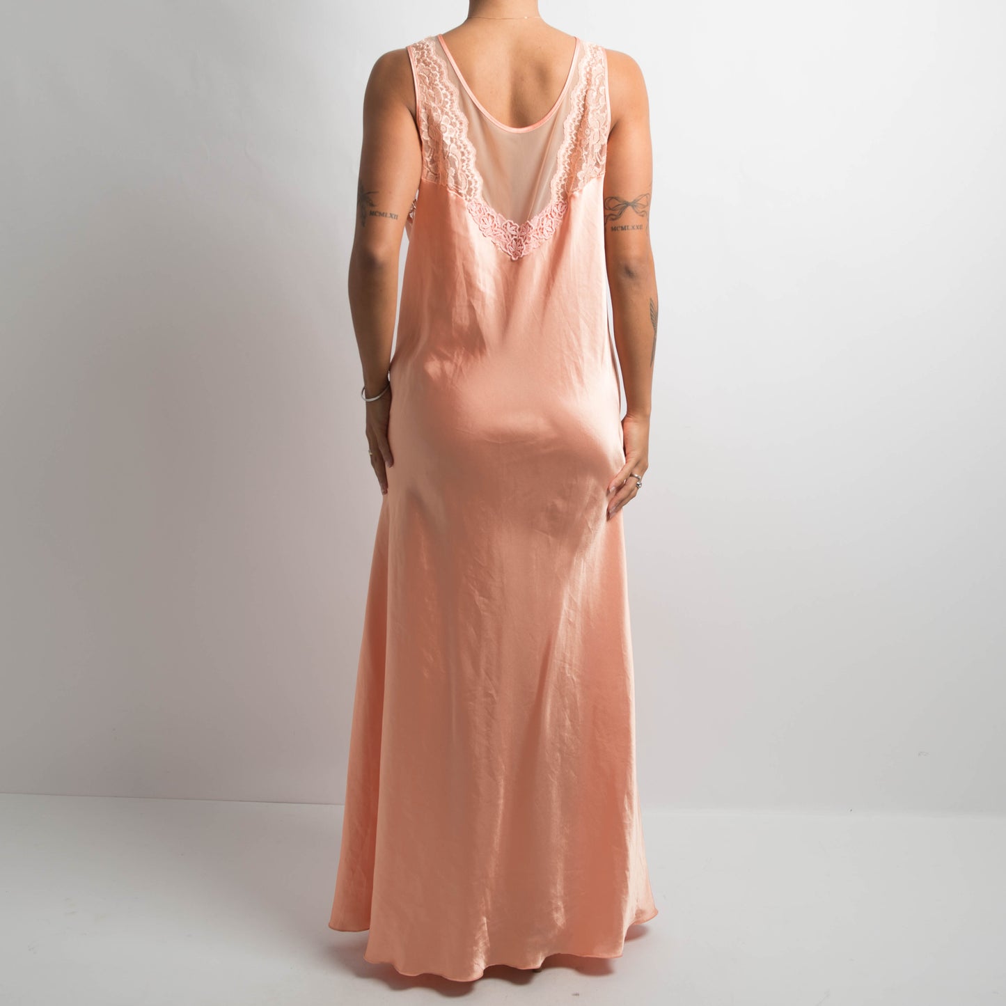 PEACH SATIN NIGHTGOWN