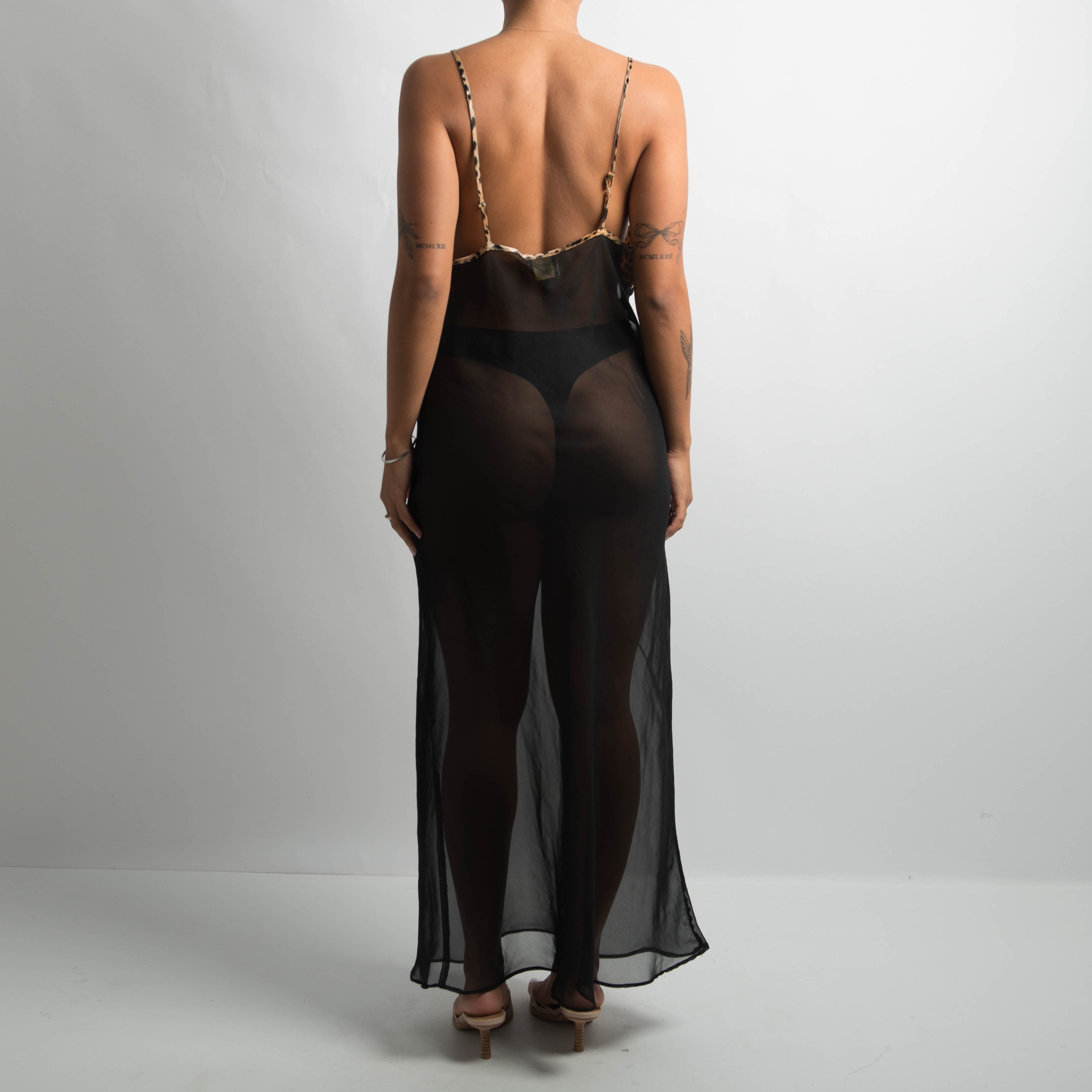 BLACK SHEER DRESS + ROBE SET