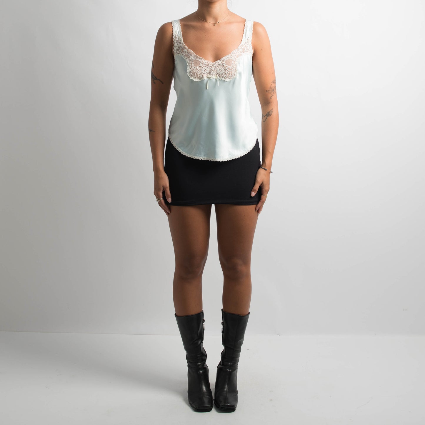 BLUE SATIN CAMISOLE