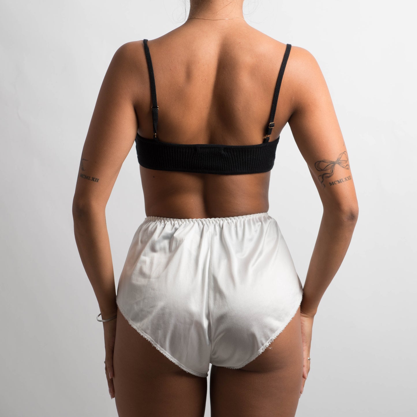 WHITE SATIN BRIEFS