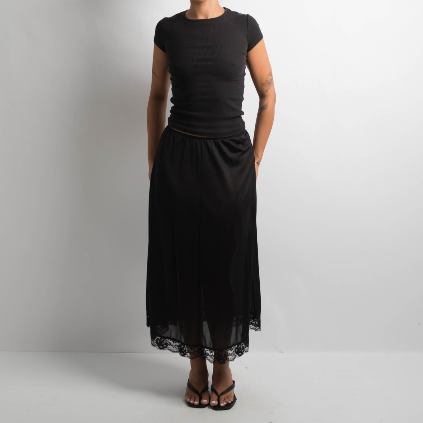 BLACK SHEER SLIP DRESS