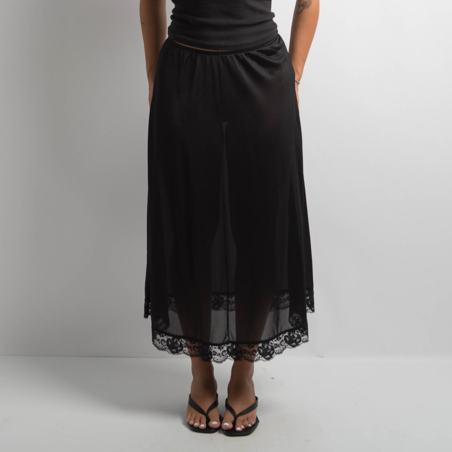BLACK SHEER SLIP DRESS