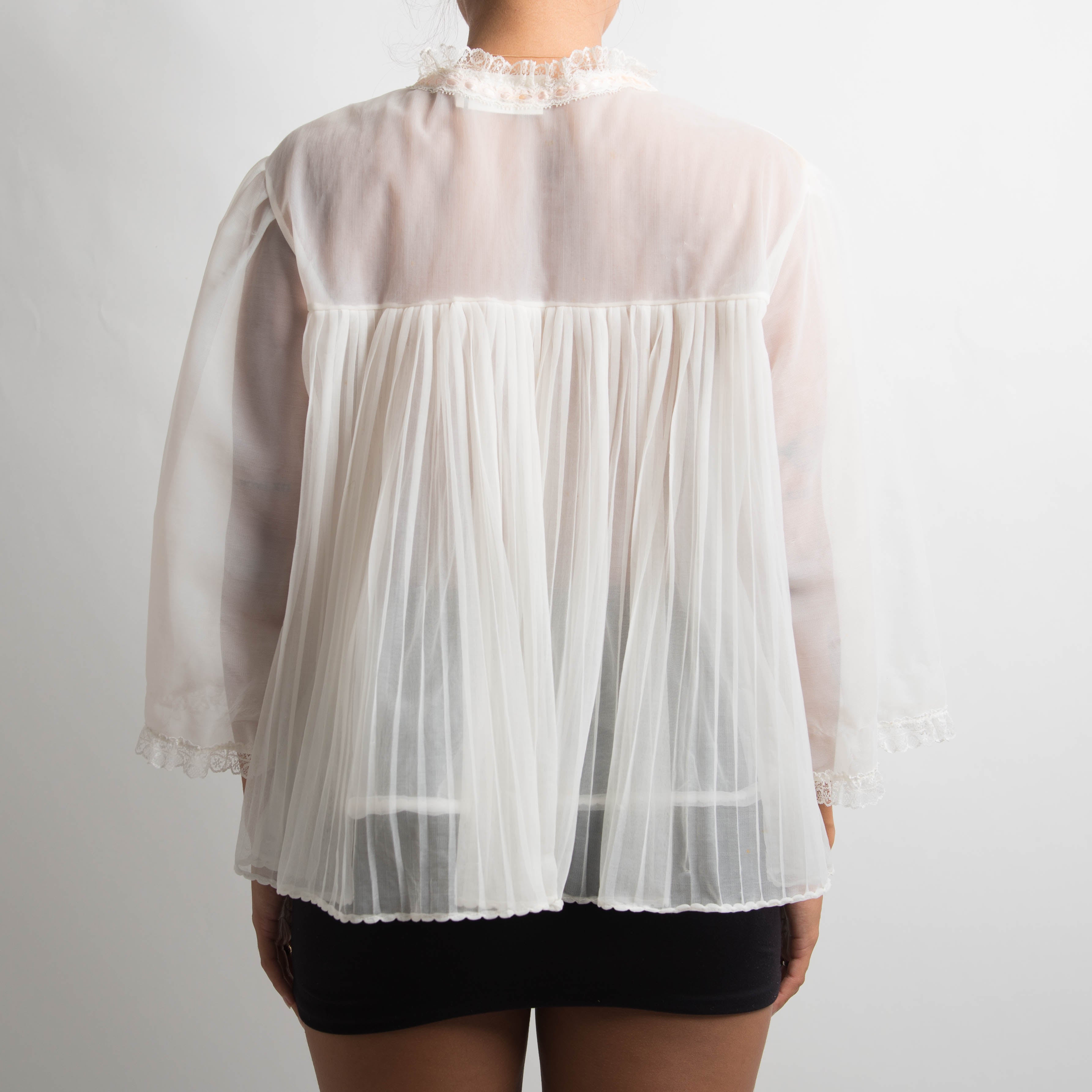 WHITE LAYERED BED JACKET