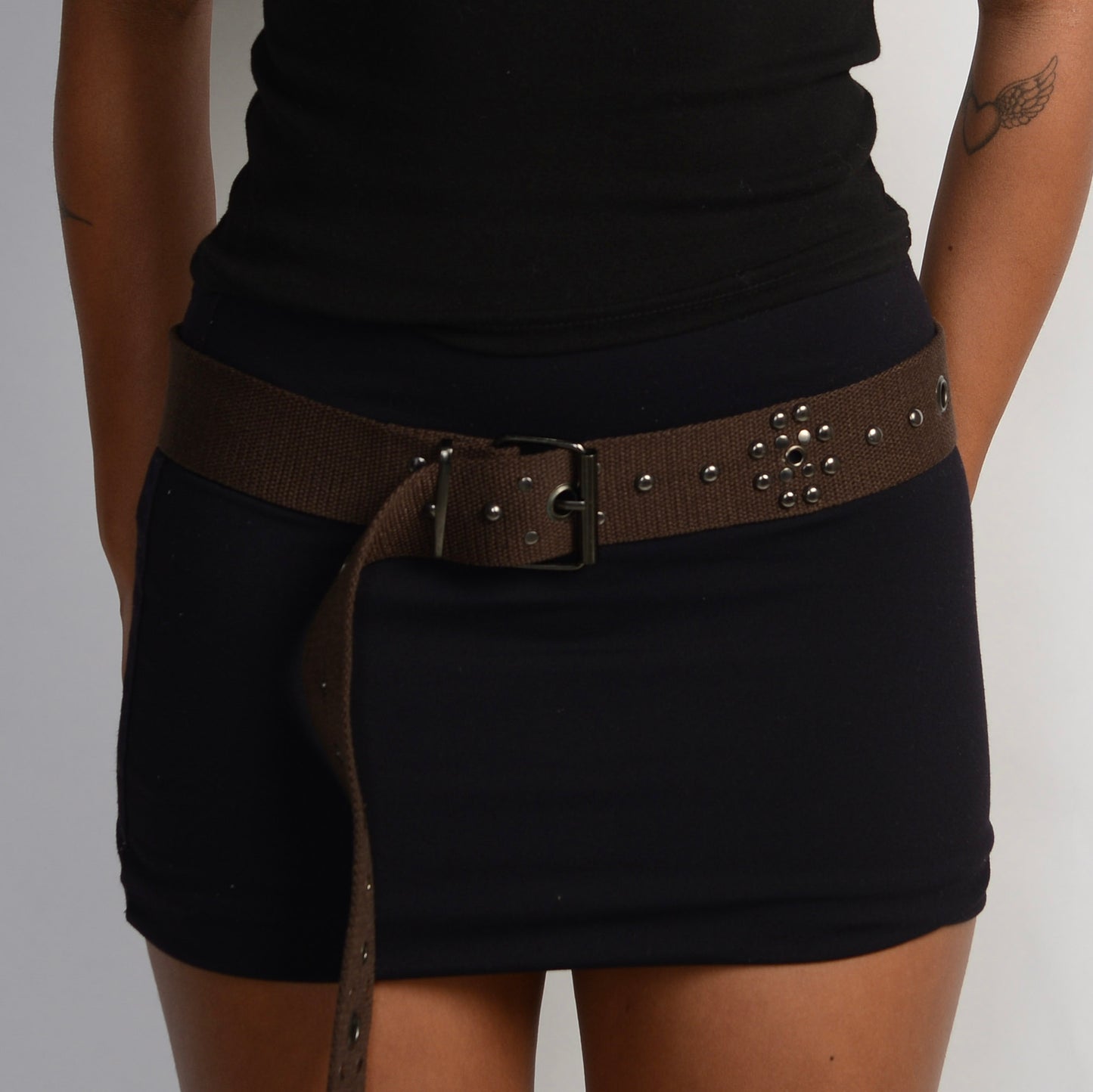 BROWN STUDDED BELT