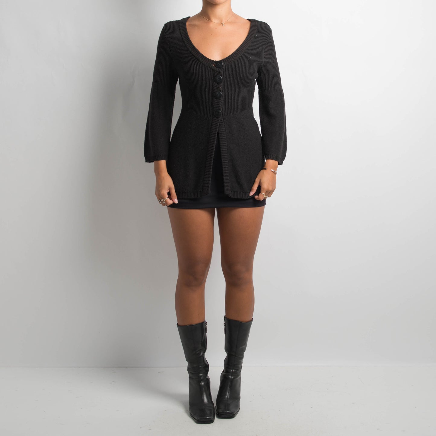 BLACK BABYDOLL CARDIGAN