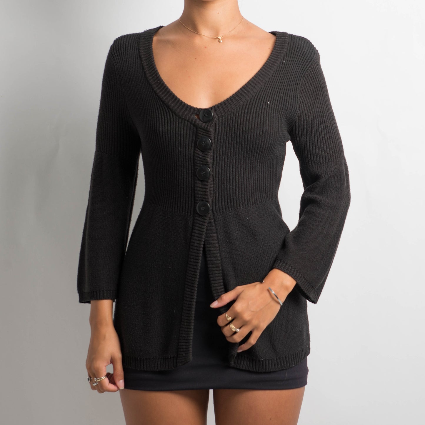BLACK BABYDOLL CARDIGAN