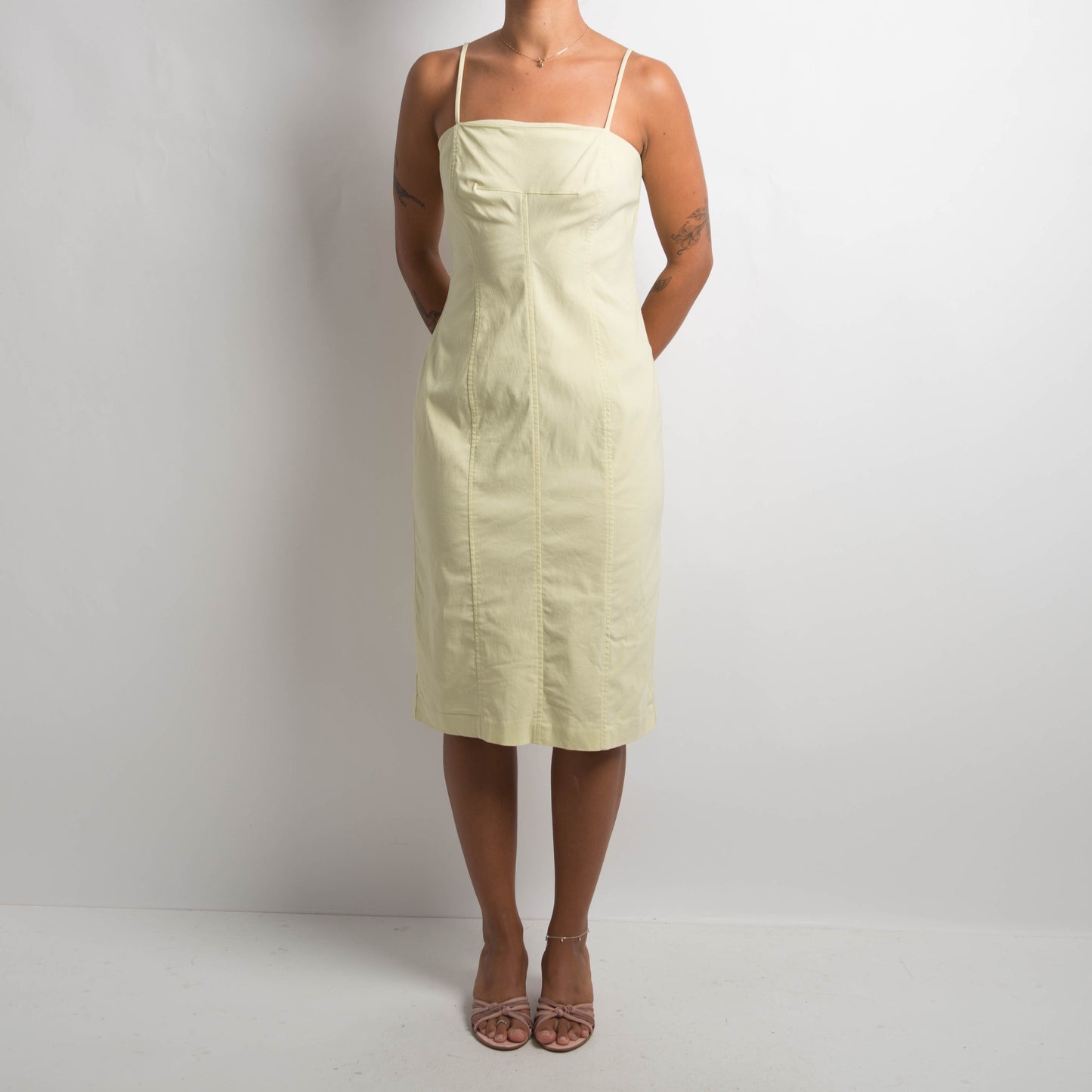 PALE YELLOW MIDI DRESS