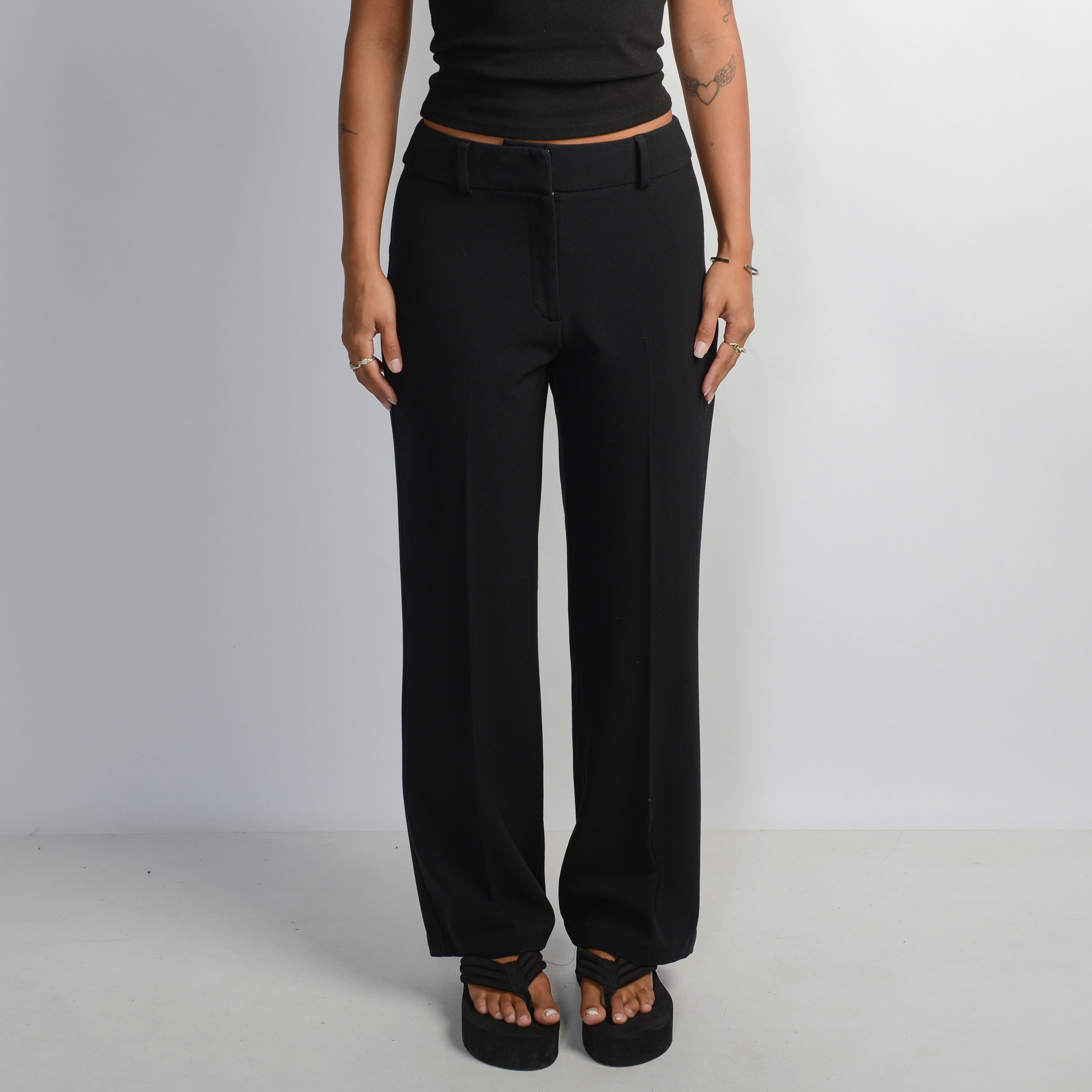 BLACK STRAIGHT LEG PANTS