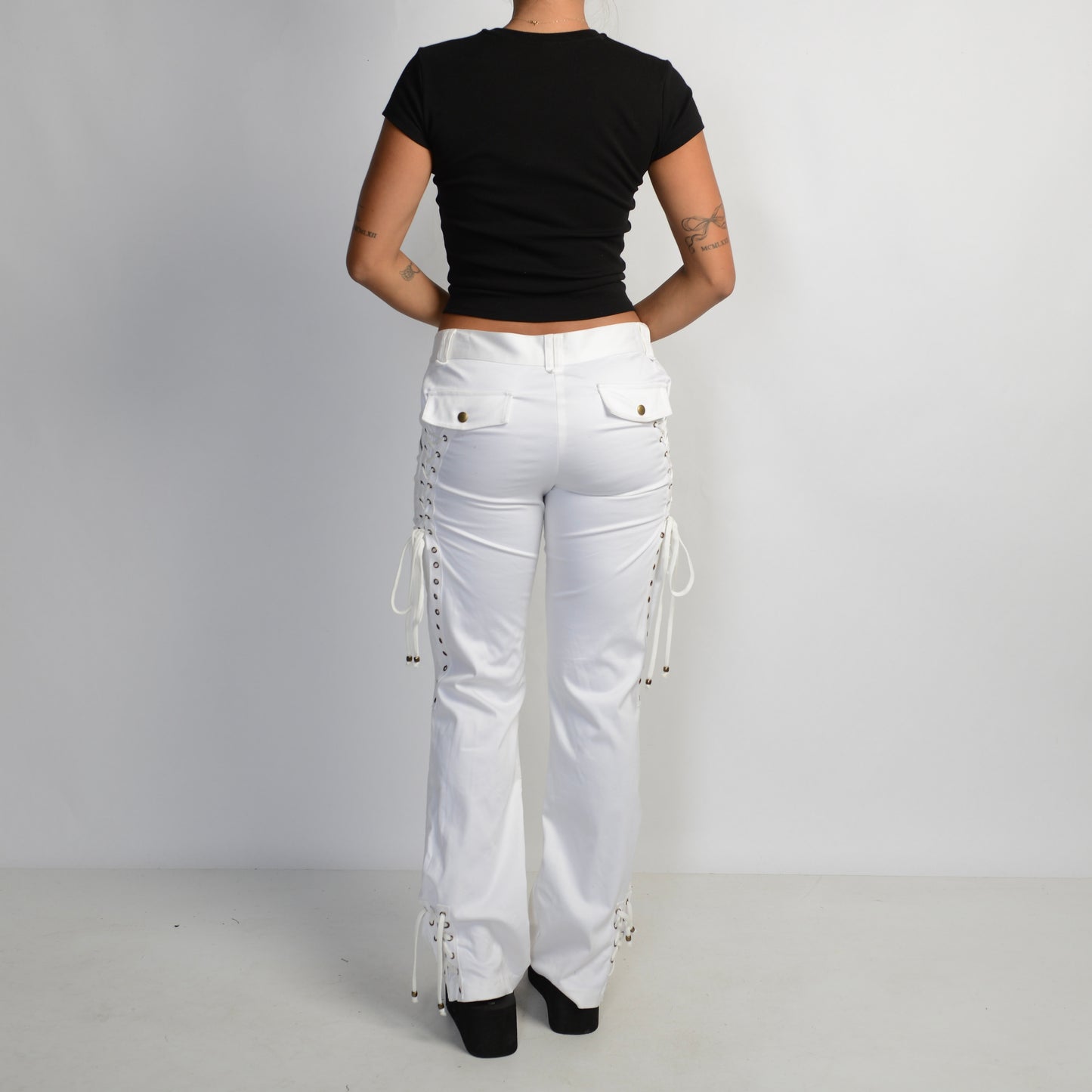 WHITE BOOTCUT TROUSERS