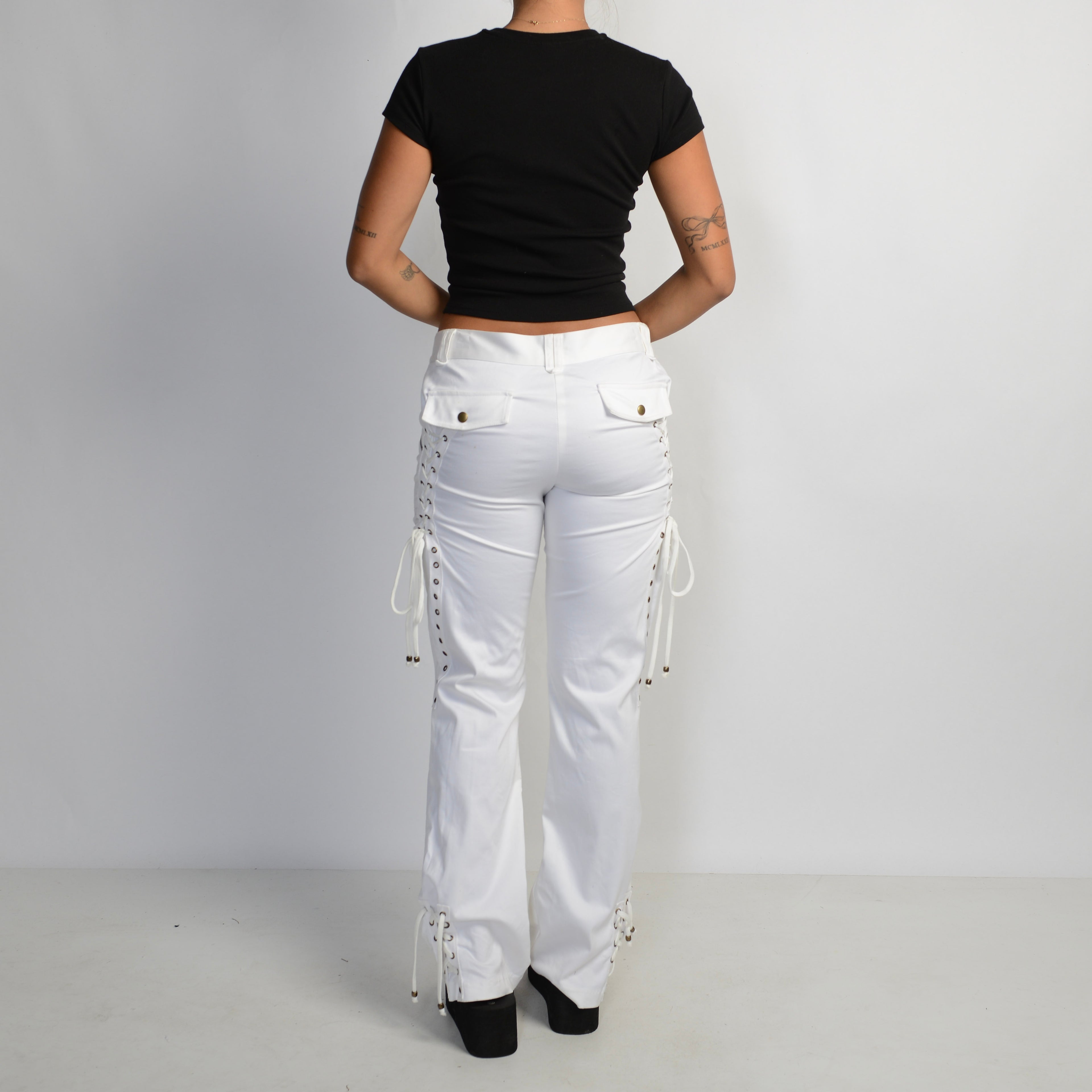WHITE BOOTCUT TROUSERS