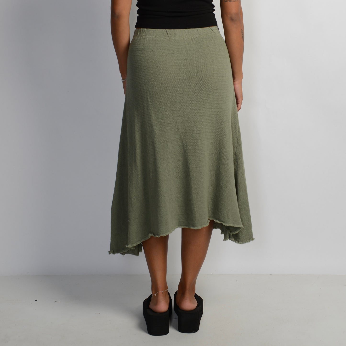 GREEN COTTON KNIT SKIRT