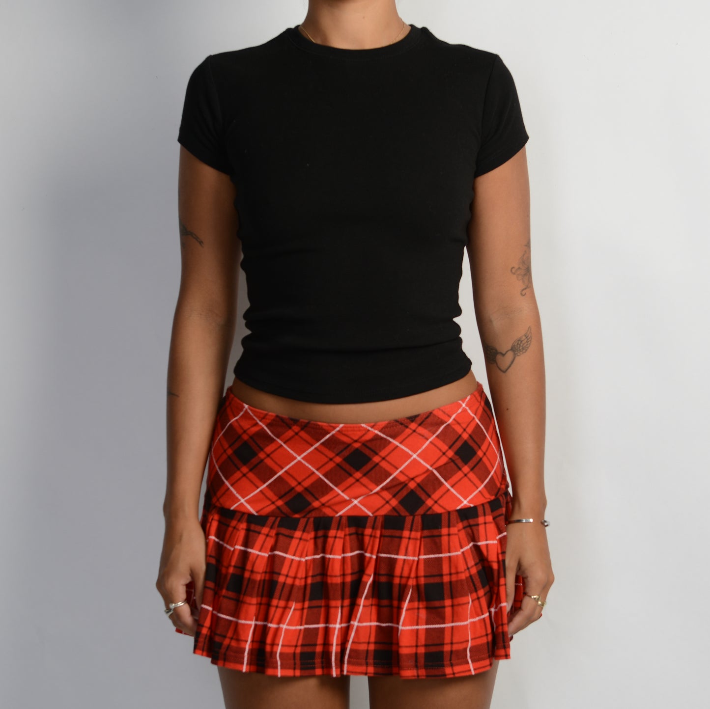 RED PLAID MINI SKIRT