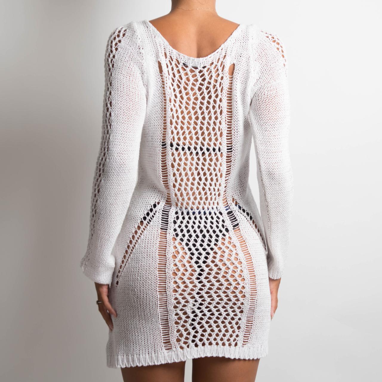 CROCHET LONG SLEEVE MINI DRESS