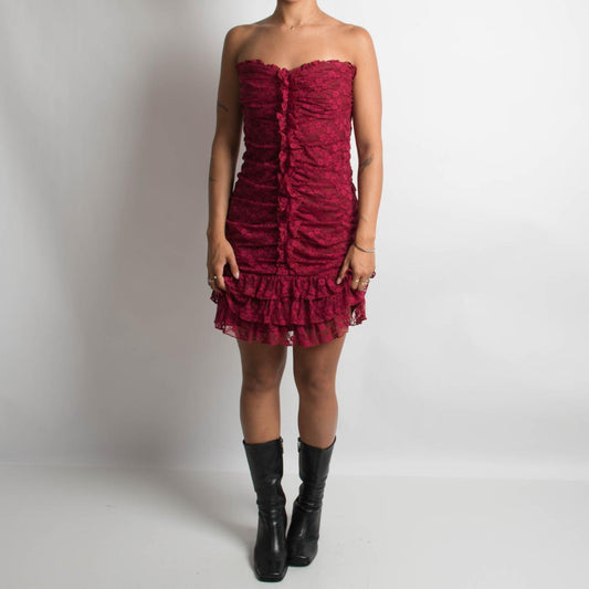 ROBE MINI EN DENTELLE SANS BRETELLES