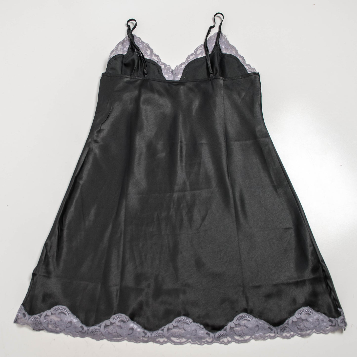 BLACK SATIN SLIP DRESS