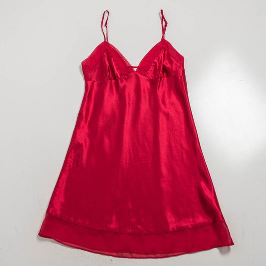 RED SATIN SLIP DRESS