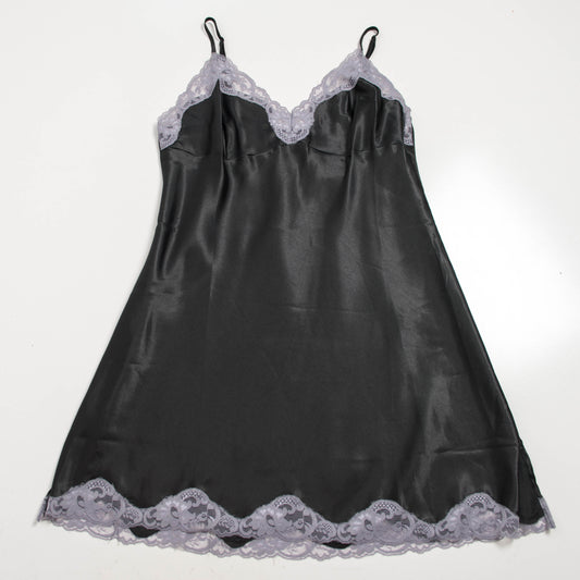 BLACK SATIN SLIP DRESS