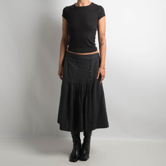 CHARCOAL WOOL MIDI SKIRT