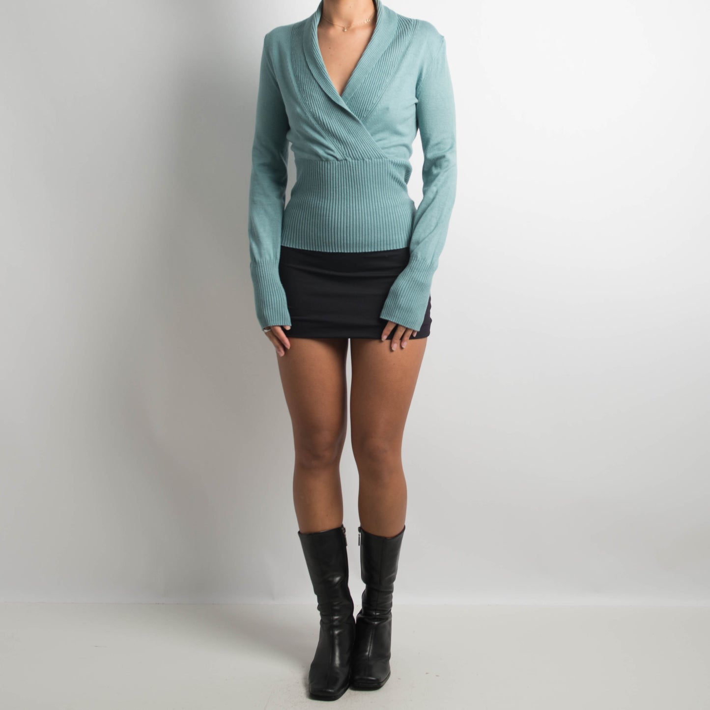 TEAL KNIT LONG SLEEVE