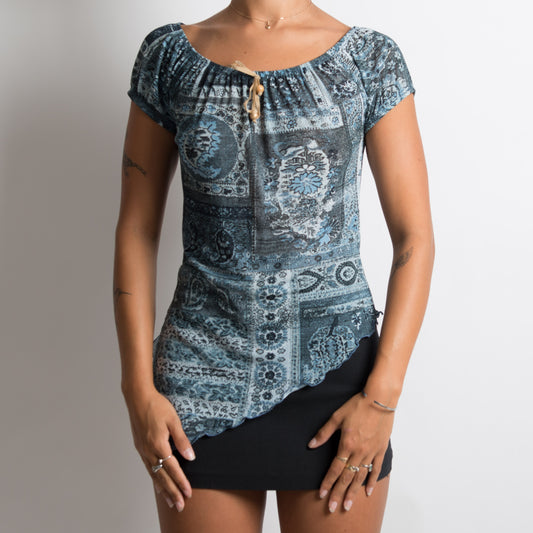 BLUE MESH ASYMMETRIC TOP