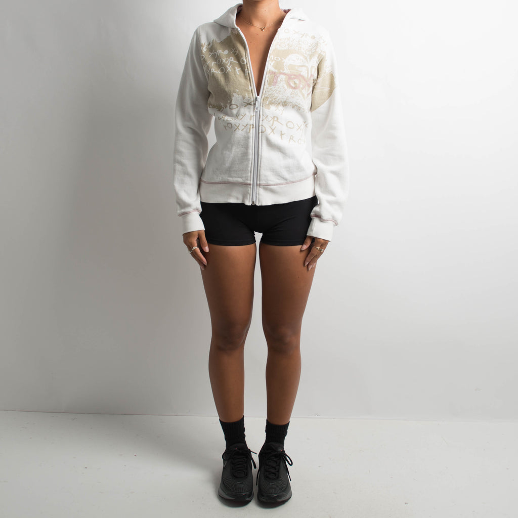 WHITE GRAPHIC ZIP HOODIE