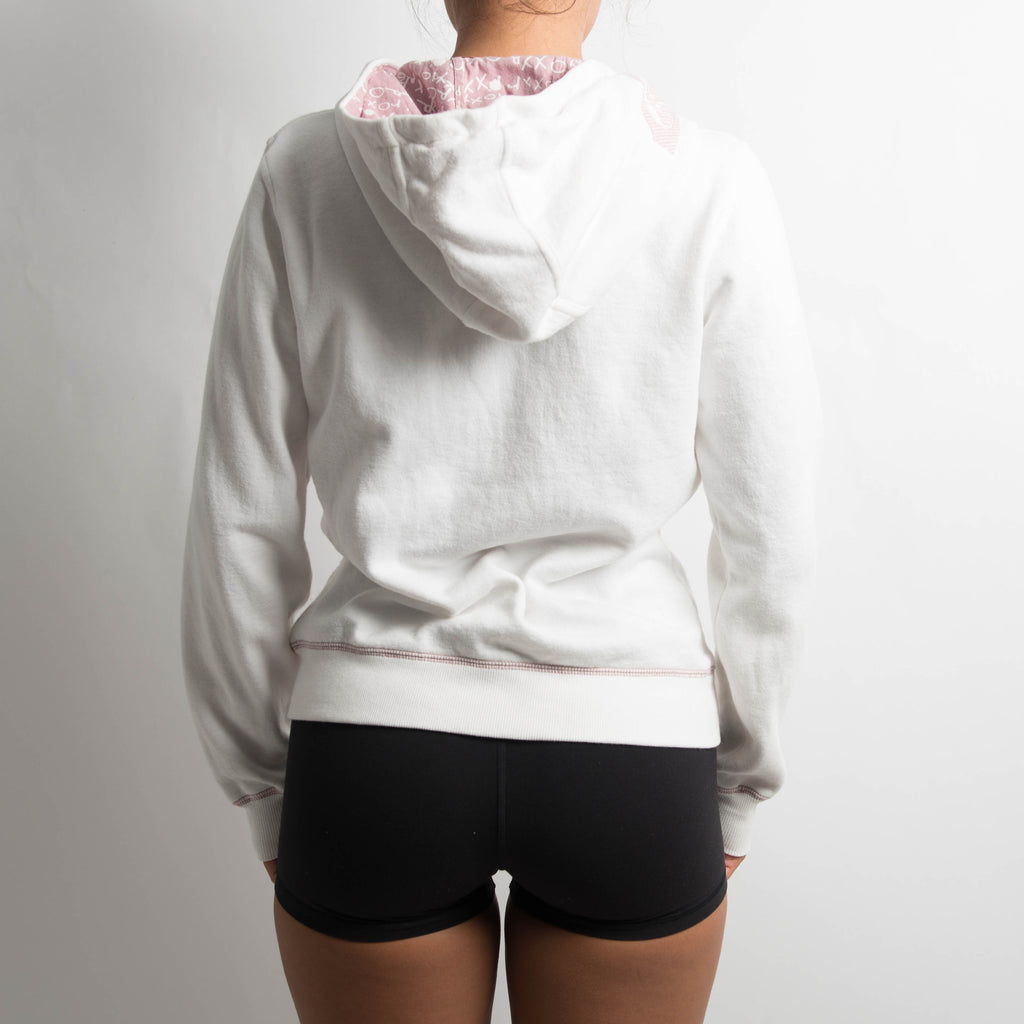 WHITE GRAPHIC ZIP HOODIE