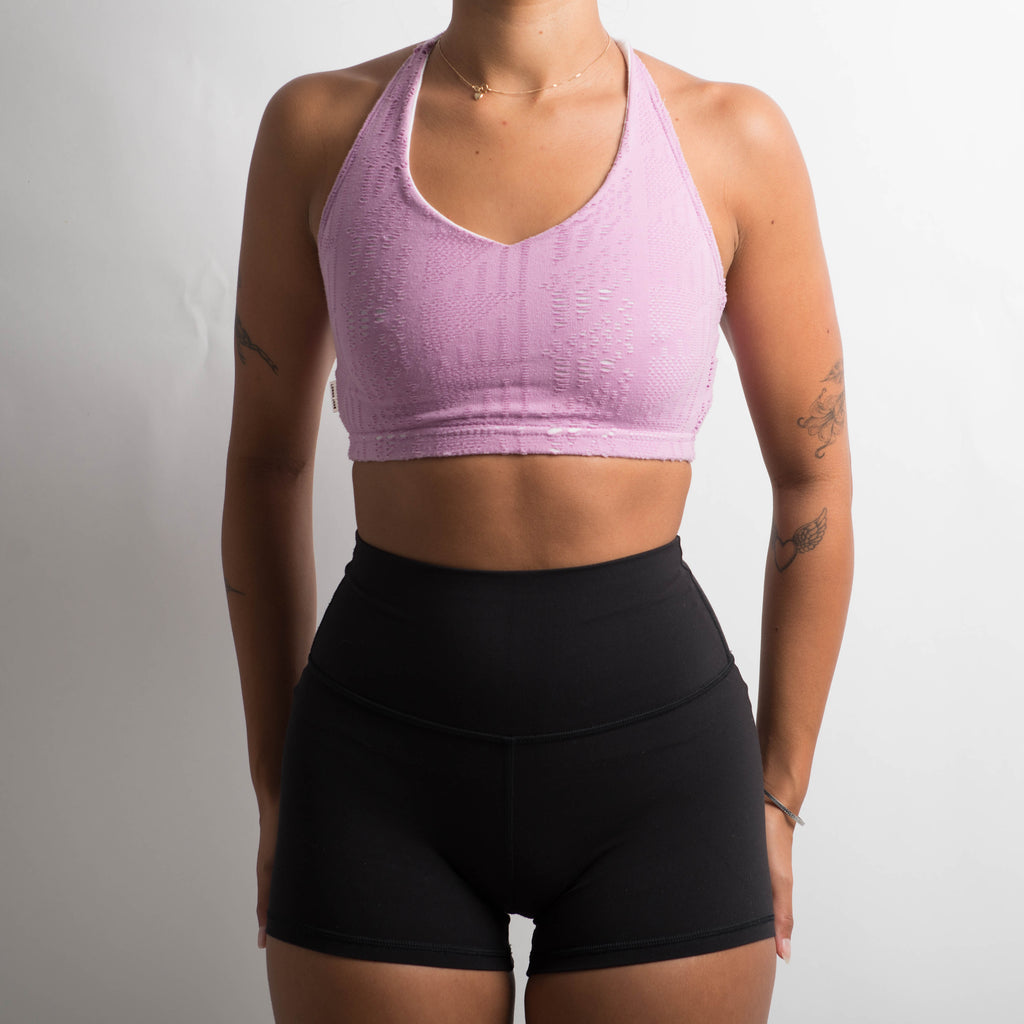 PINK TEXTURED SPORTS BRA