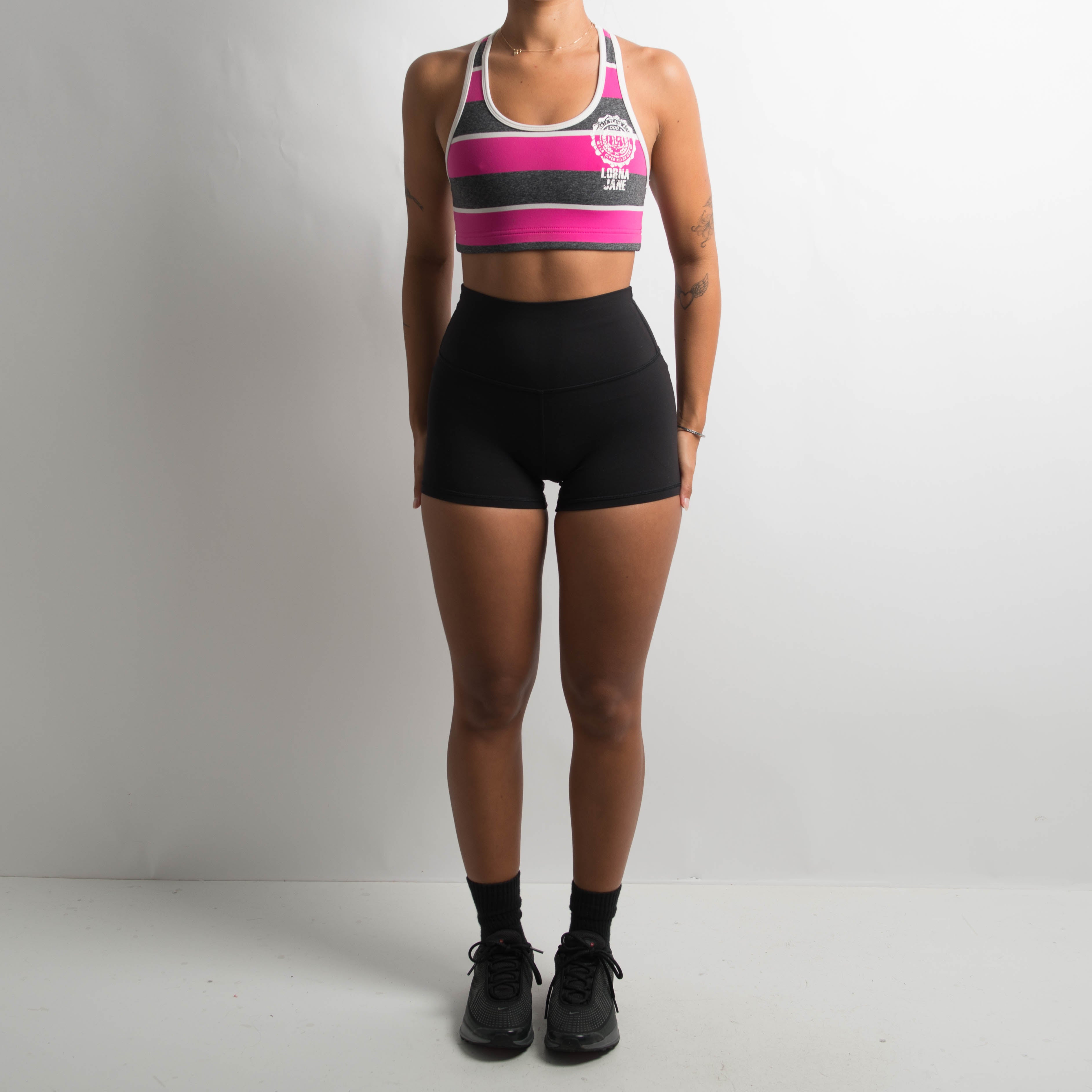 PINK STRIPED SPORTS BRA