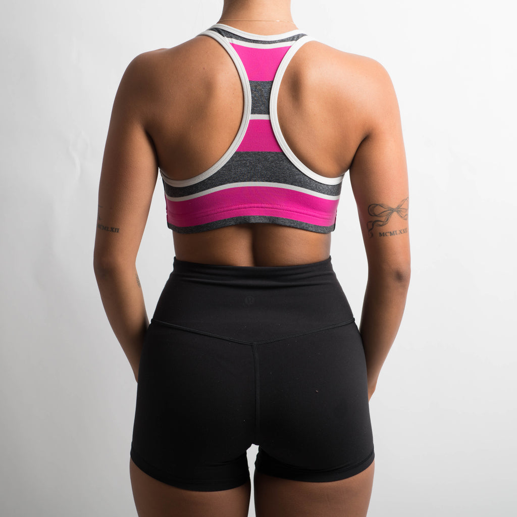 PINK STRIPED SPORTS BRA