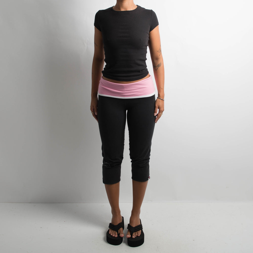 PINK FOLD OVER CAPRI LEGGINGS