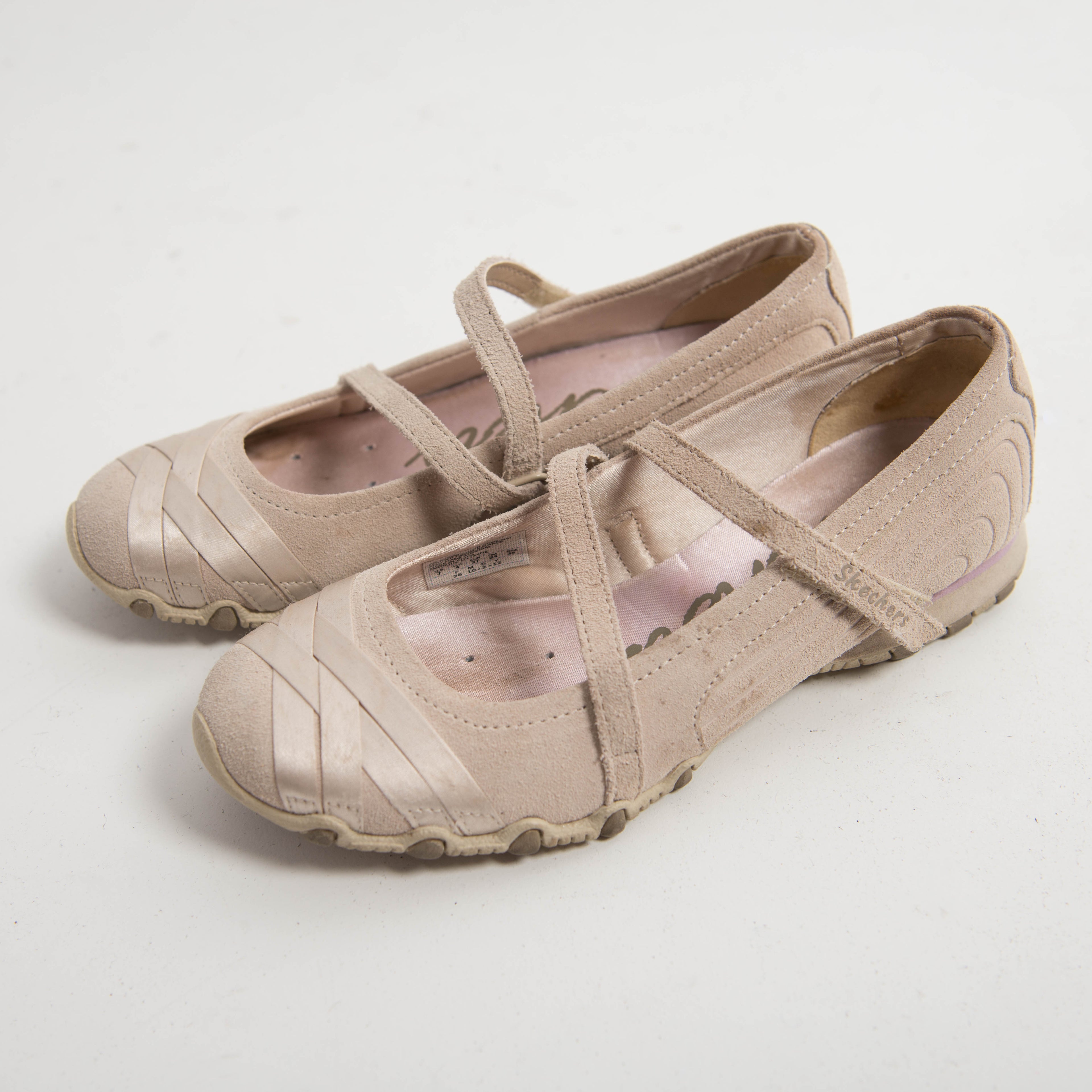 CREAM SUEDE MARY JANE FLATS