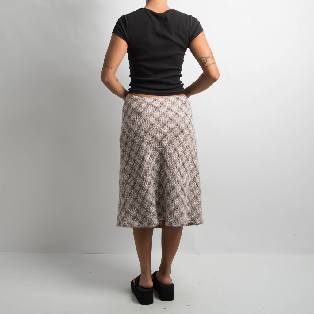 PINK TWEED MIDI SKIRT