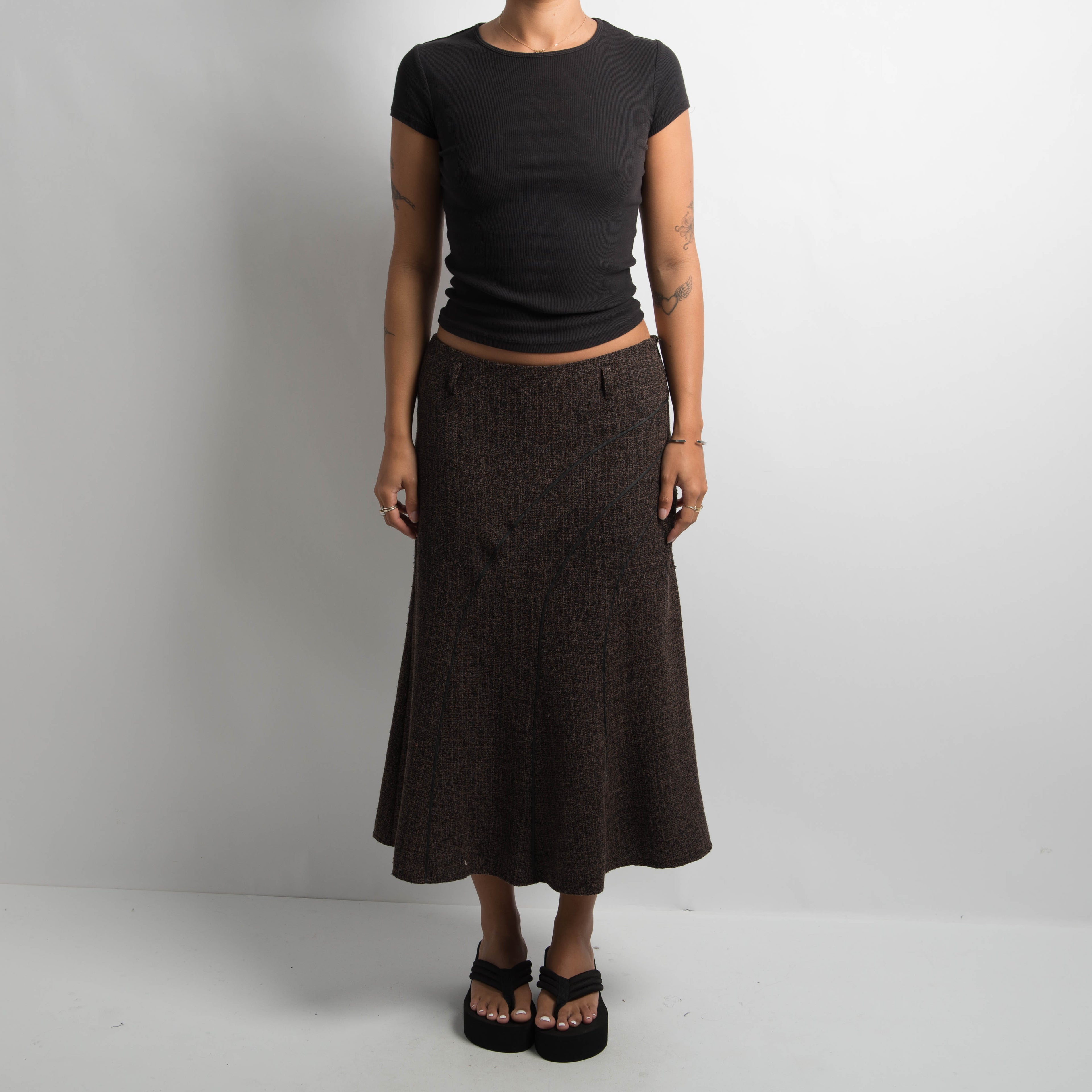 BROWN MARLE MIDI SKIRT