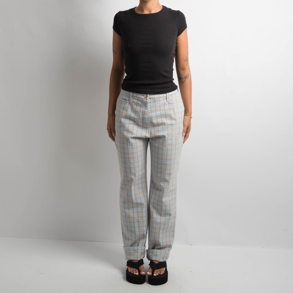 PLAID STRAIGHT LEG PANTS