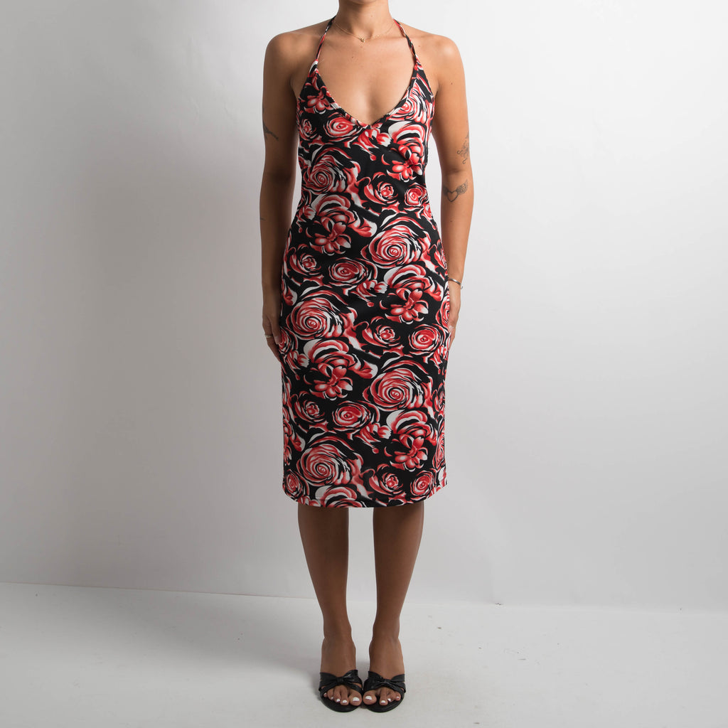 FLORAL HALTER MIDI DRESS