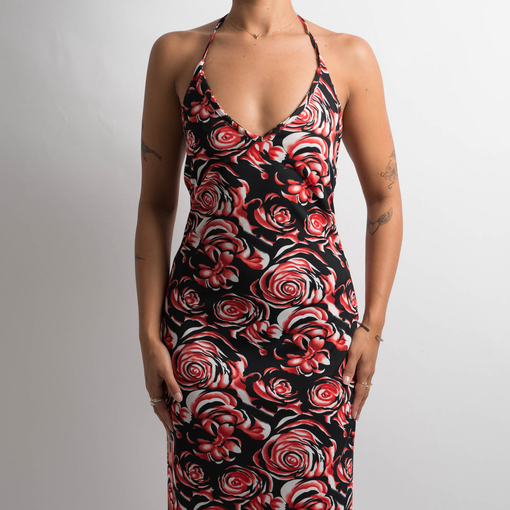 FLORAL HALTER MIDI DRESS