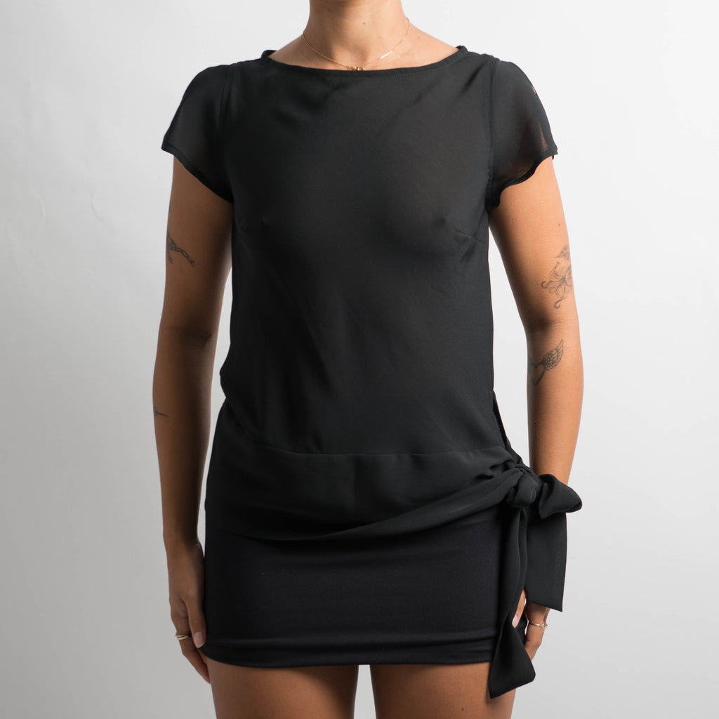 BLACK SEMI SHEER TOP