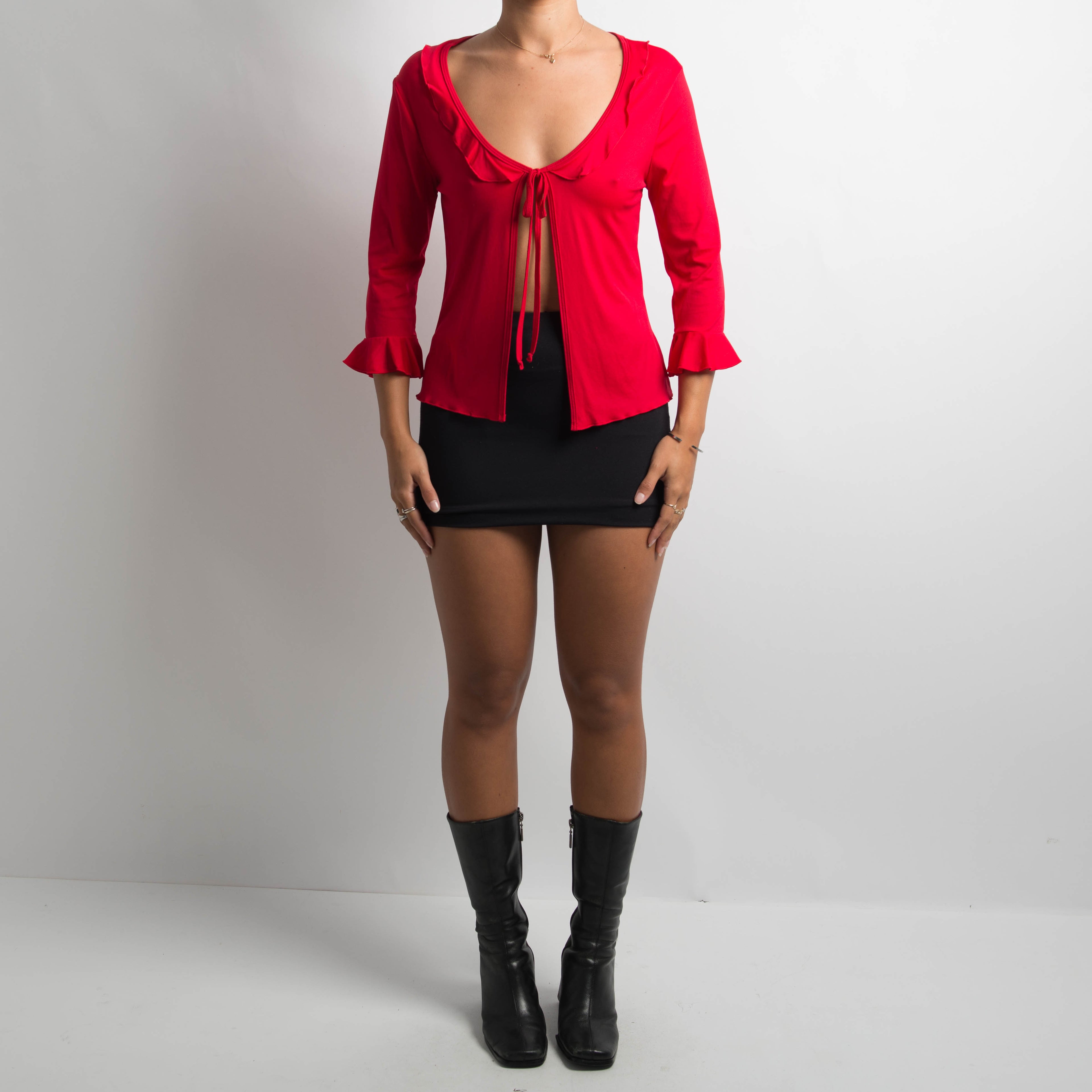 RED TIE FRONT TOP