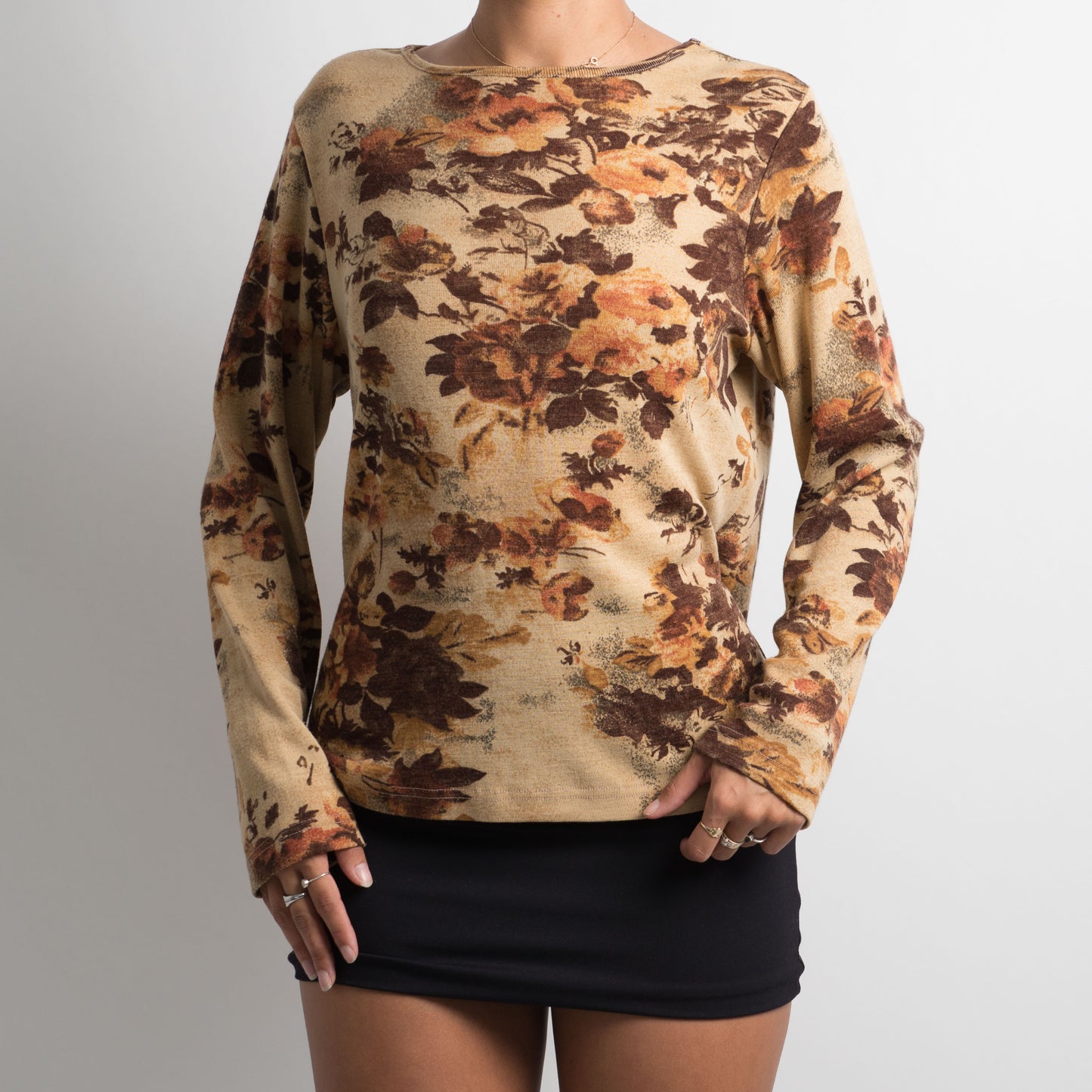 BROWN FLORAL LONG SLEEVE