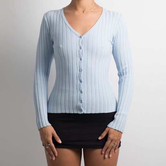 BABY BLUE RIBBED CARDIGAN