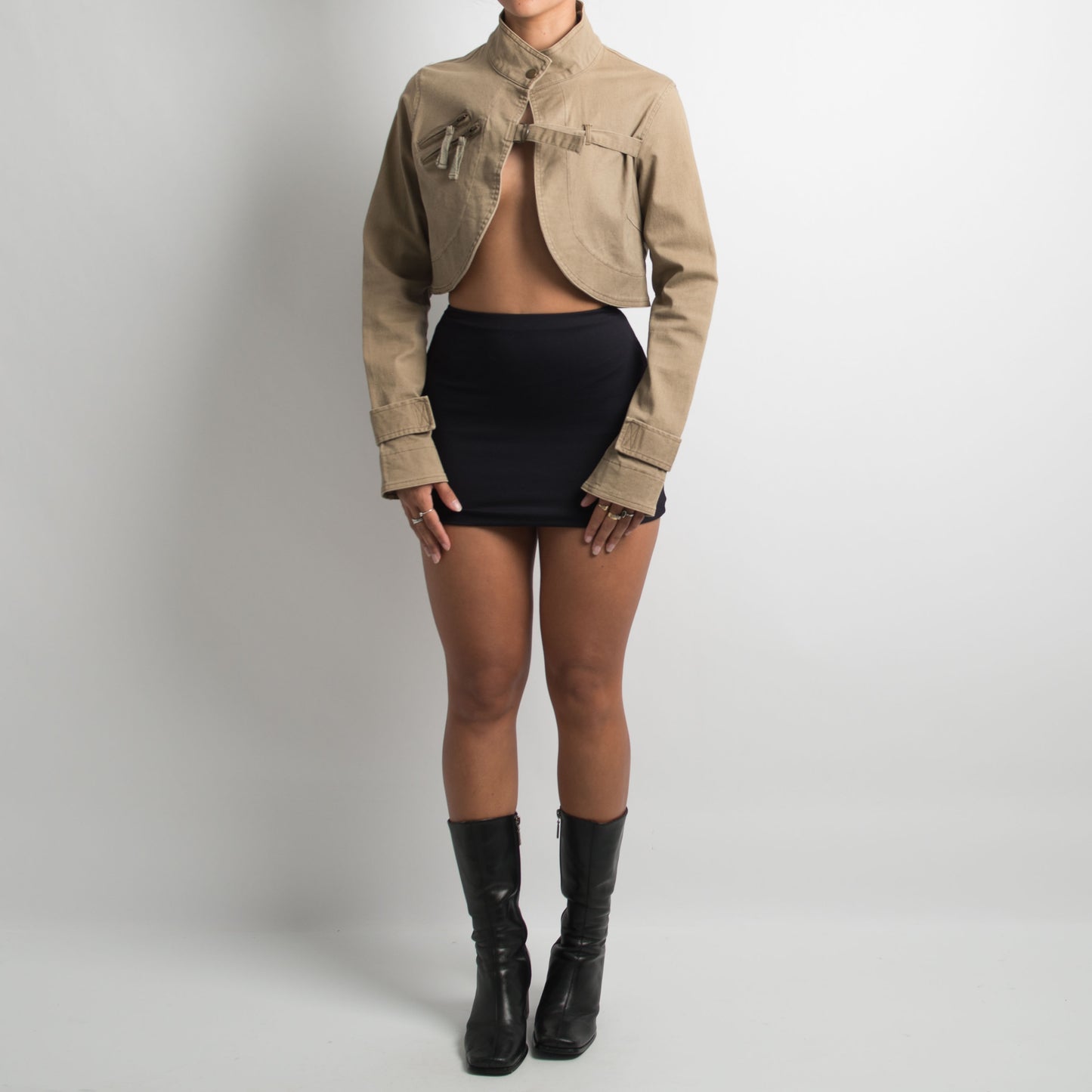 KHAKI CROPPED JACKET