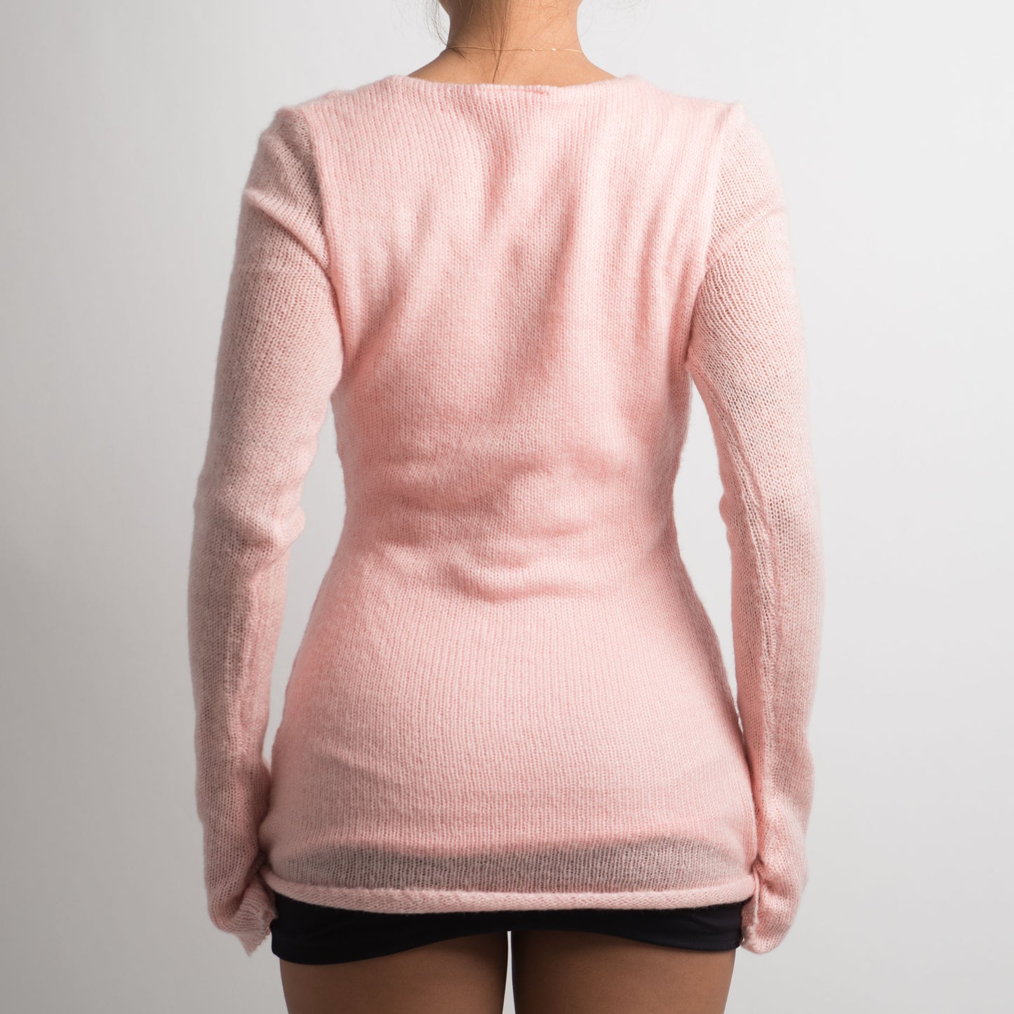 PINK LONGLINE KNIT SWEATER