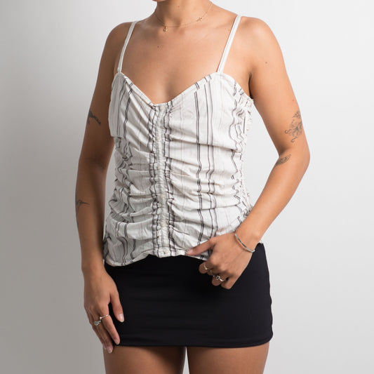 PINSTRIPE RUCHED CAMISOLE