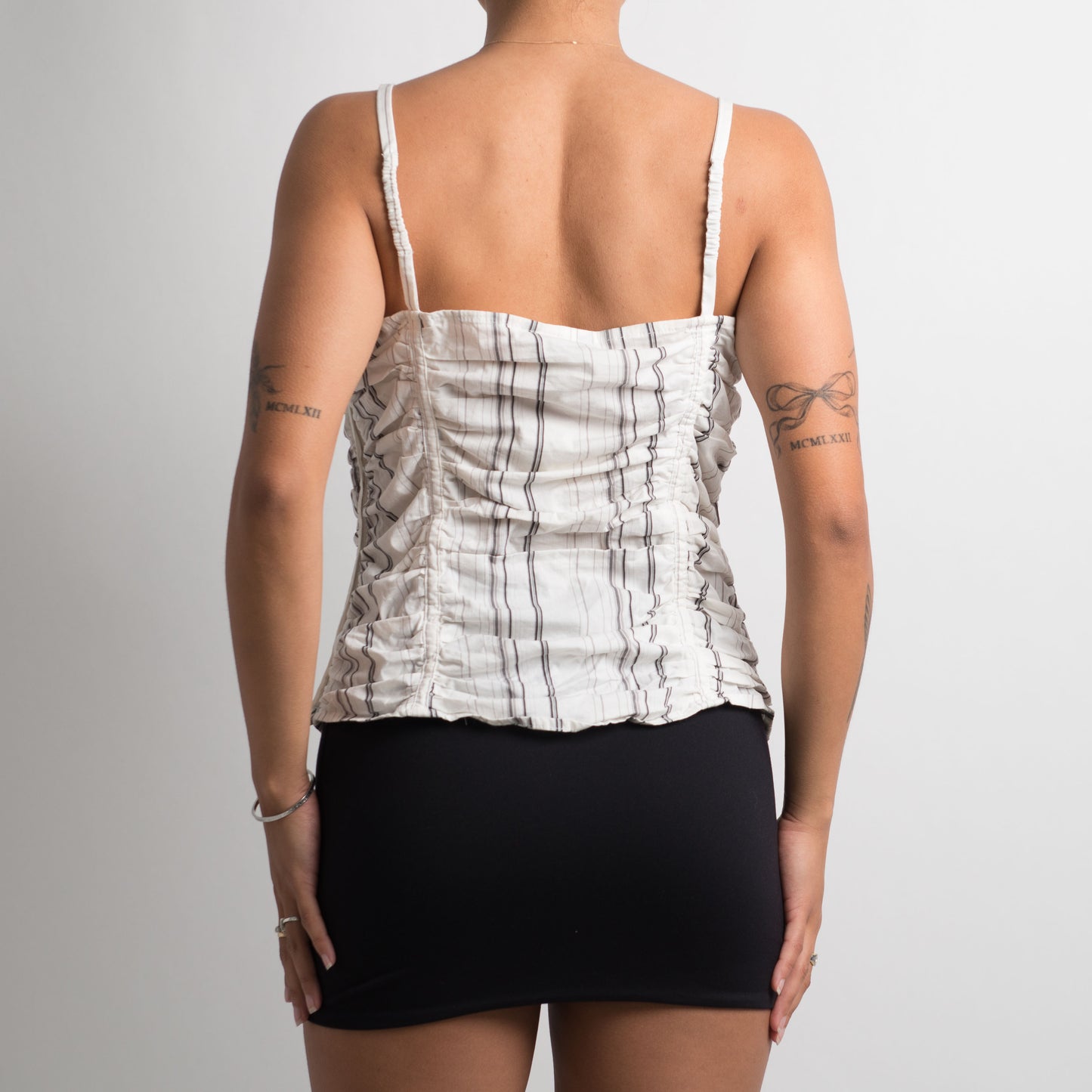 PINSTRIPE RUCHED CAMISOLE