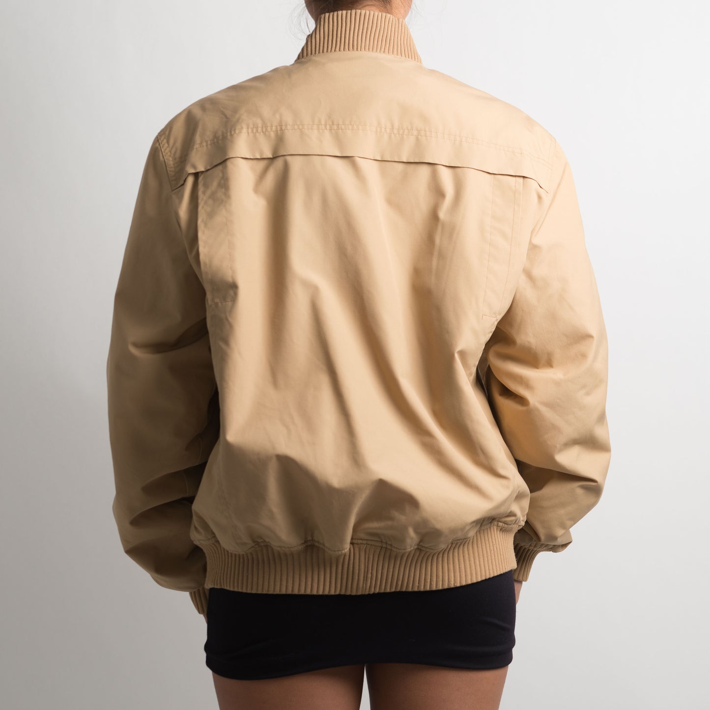 BEIGE PUFFER BOMBER JACKET