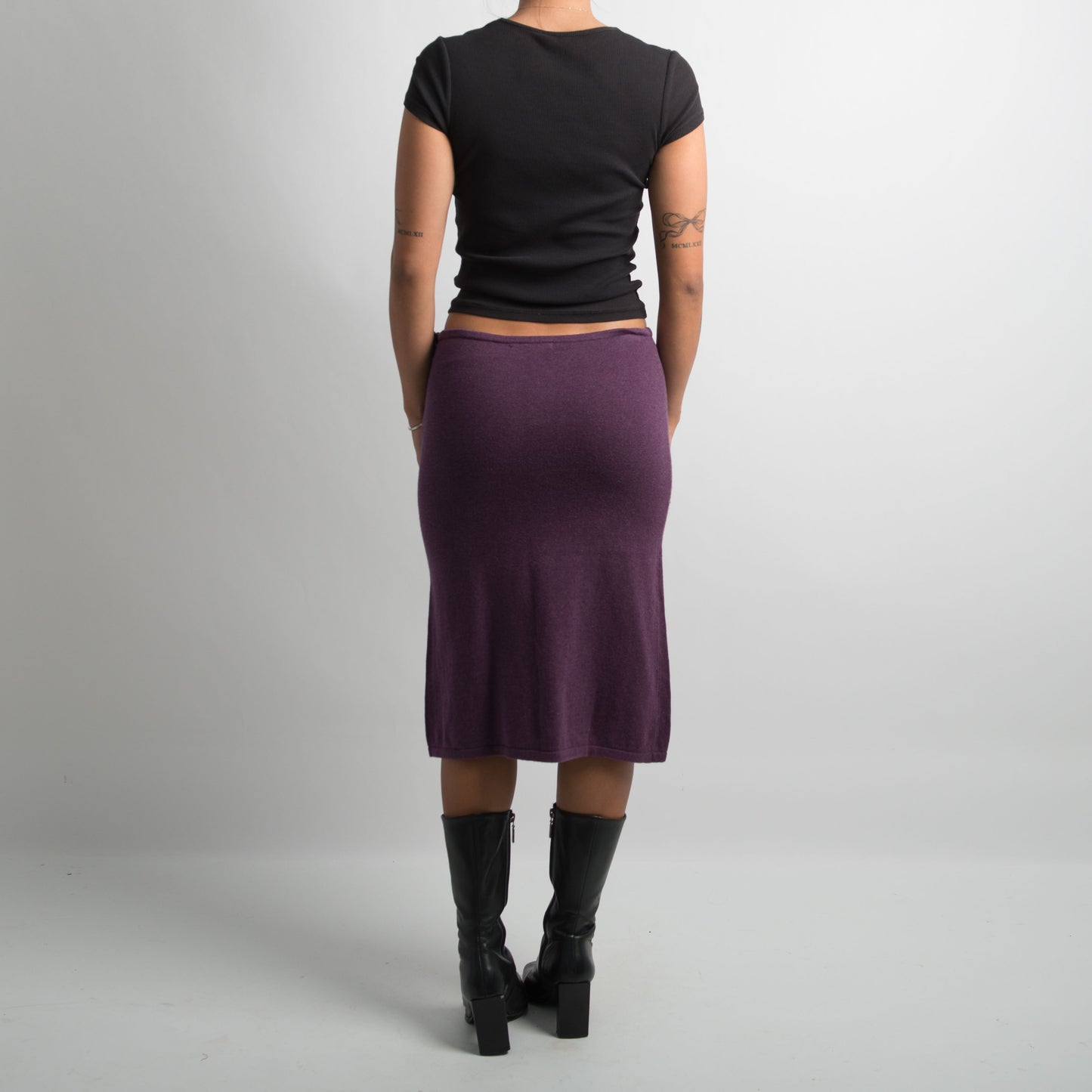 PURPLE KNIT MIDI SKIRT